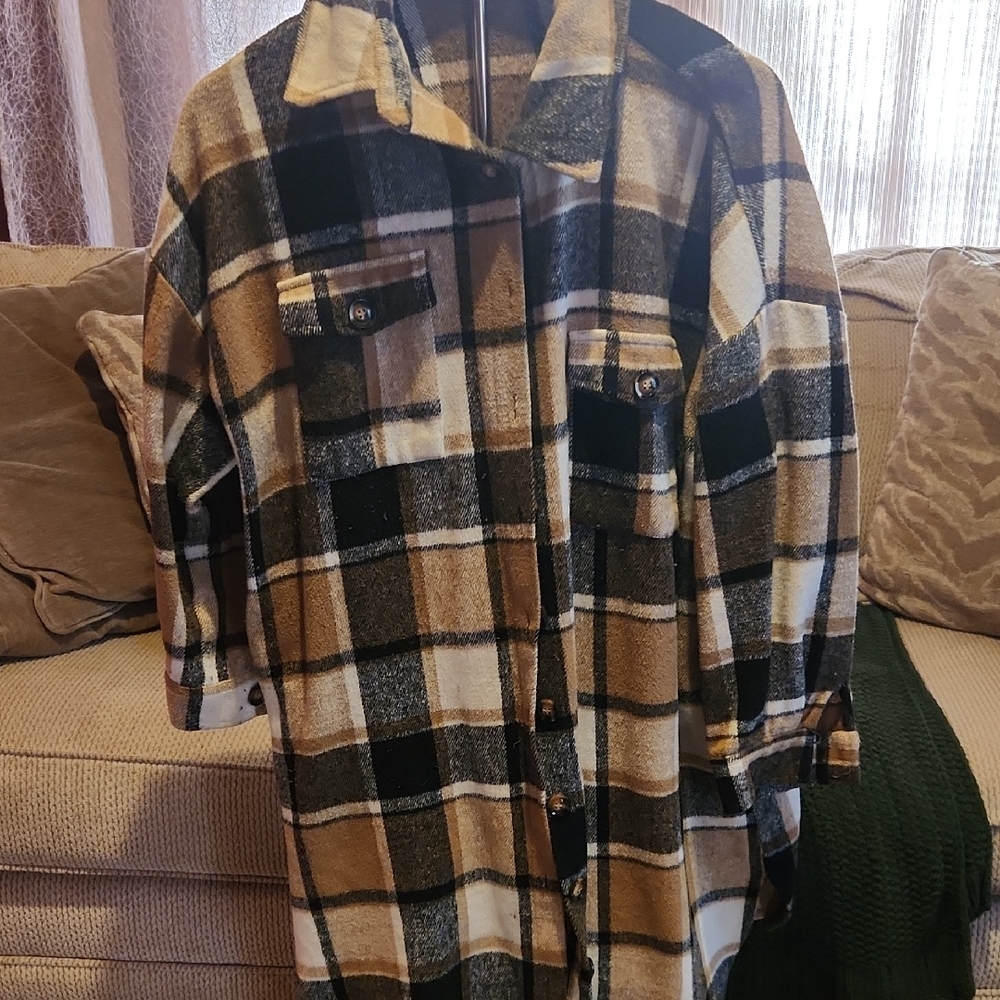 Plaid Button-Up Coat